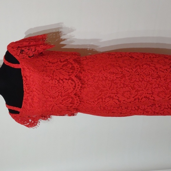 SOPRANO Red Lace Dress Cold Shoulder Size Medium - Picture 8 of 14